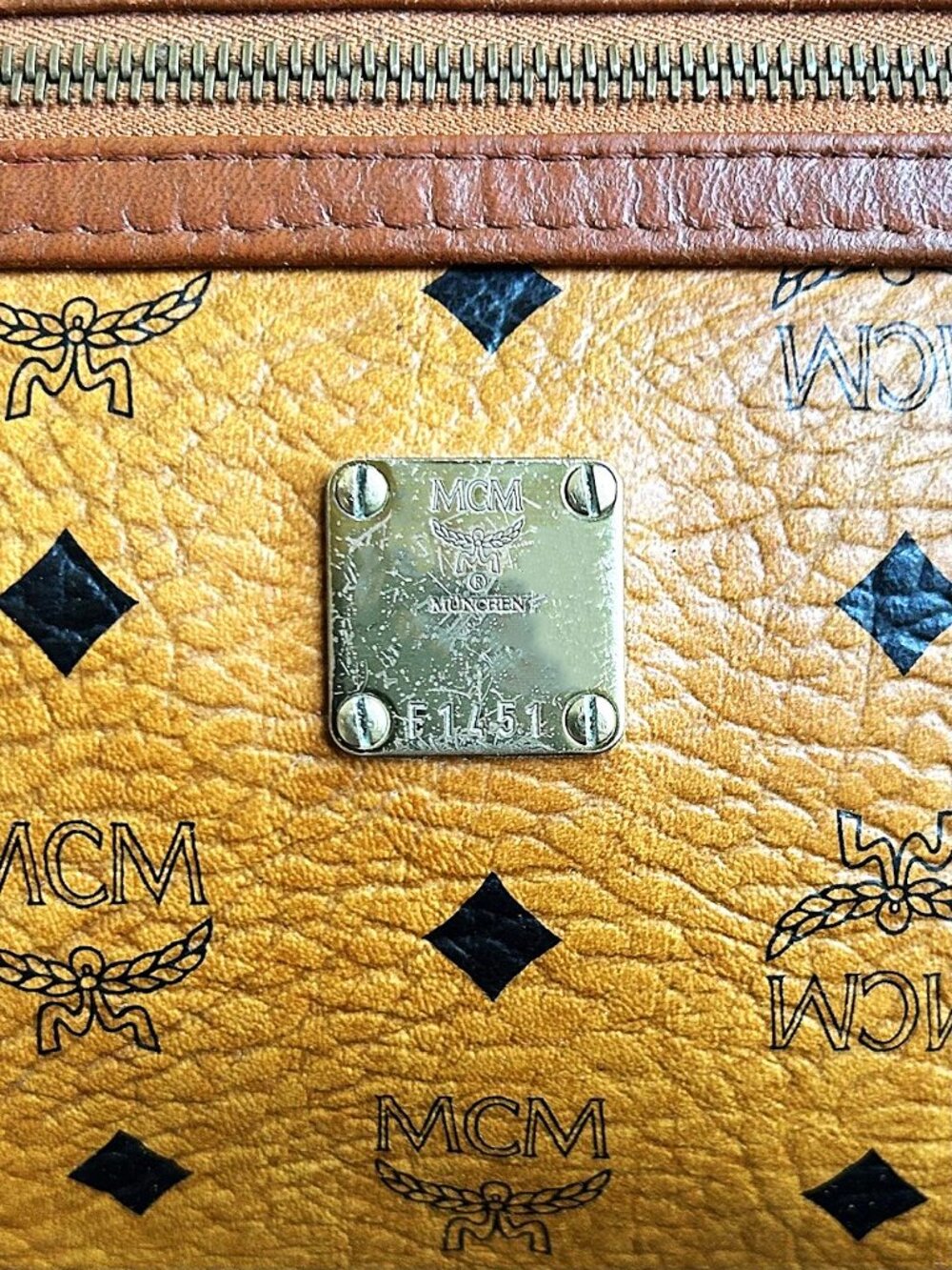 MCM Visetos Clutch Bag Pouch Vintage Cognac Tan - Picture 2 of 12